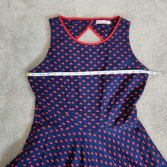 Vintage Retro Pin-up Style 50s Heart Polk-a-dot Dress Strapless Size Large - Picture 6 of 12